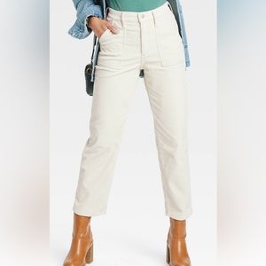 Universal Thread high rise off-white vintage corduroy straight jeans, size 8